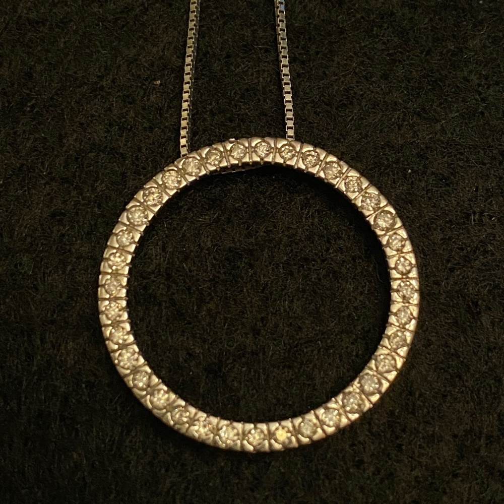 Sterling Silver Diamond Anniversary Circle Necklac